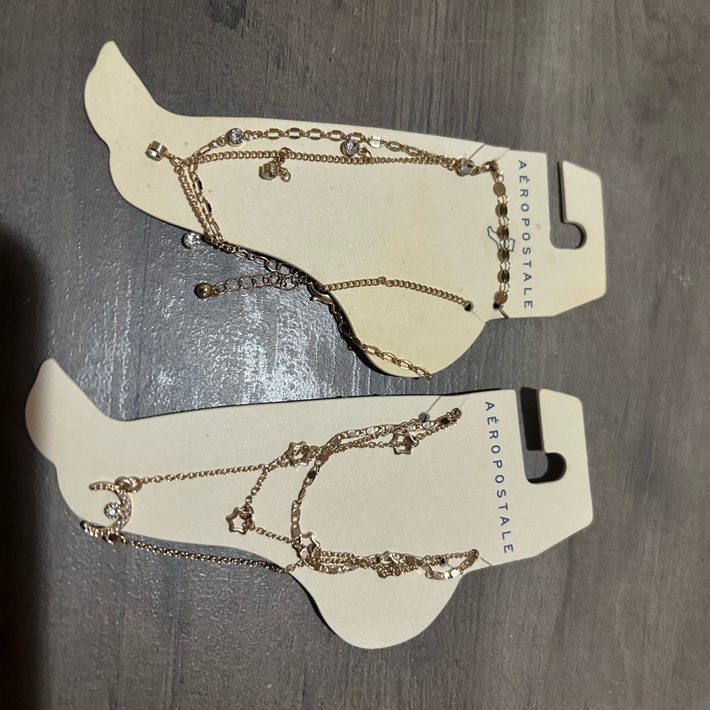 Aeropostale Gold Anklet Set
